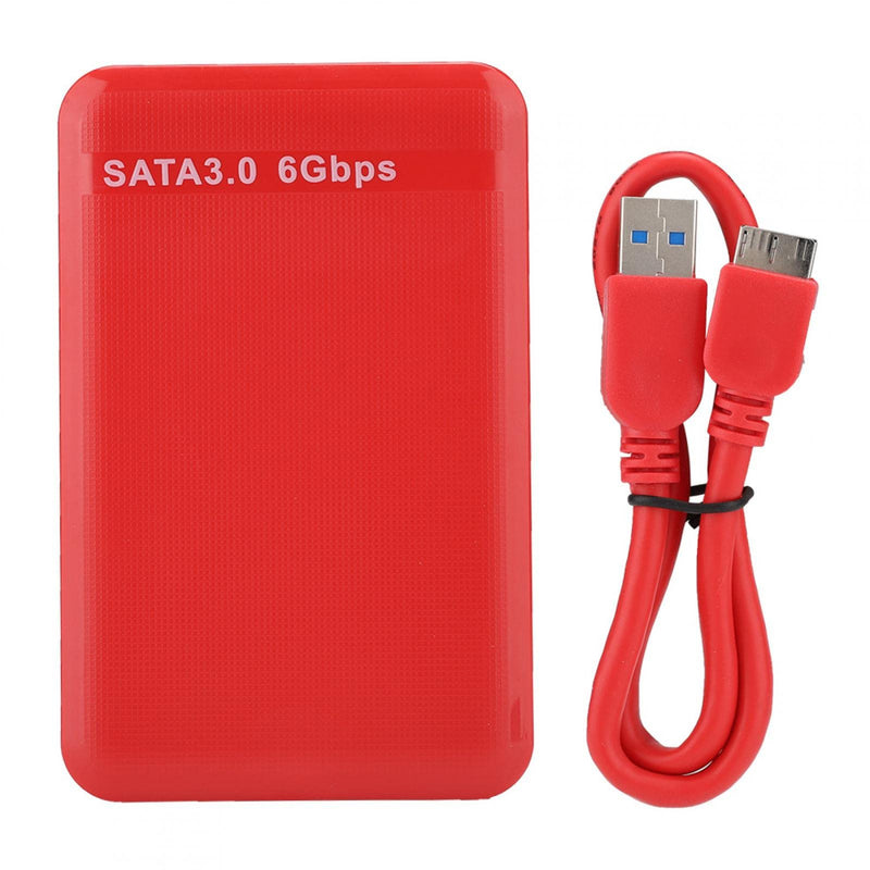  [AUSTRALIA] - Hard Drive Enclosure, 2.5in 3TB HDD/SDD Portable External Hard Drive Enclosure USB 3.0 6Gbps LED Mobile Hard Disk Box for Desktop Laptop Computer(Red) Red