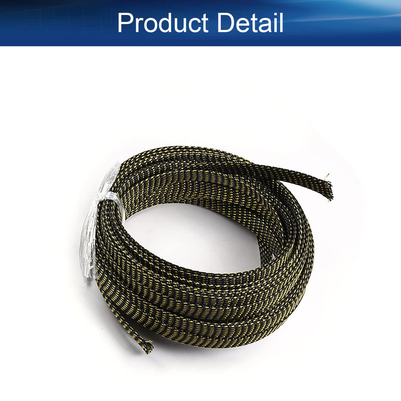  [AUSTRALIA] - 32.8Ft PET Braided Cable Sleeve, Width 12mm Expandable Braided Sleeve for Sleeving Protect and Beautify The Industrial, Electric Wire Electric Cable Black and Gold Bettomshin 1Pcs