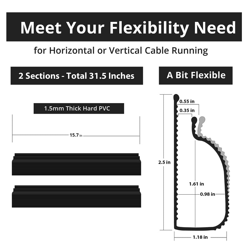  [AUSTRALIA] - ZhiYo Cable Management 31.5in J Channel & 6.6ft 1 inch Cable Sleeve Bundle