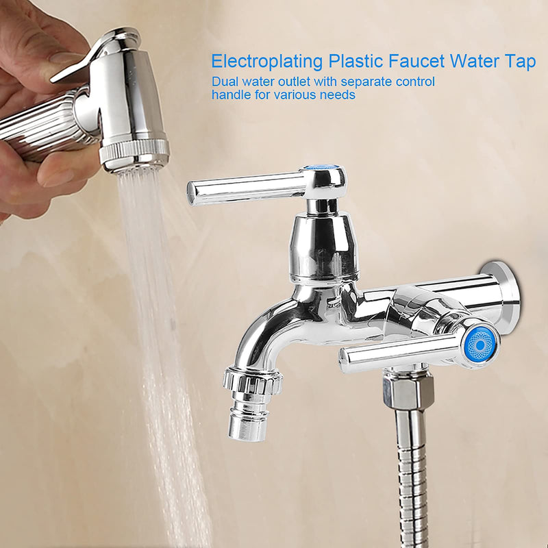  [AUSTRALIA] - Cilnvenie Faucet Washing Machine Faucet Sink Faucet with Double Spout & Handle G1/2 (Straight Handle)