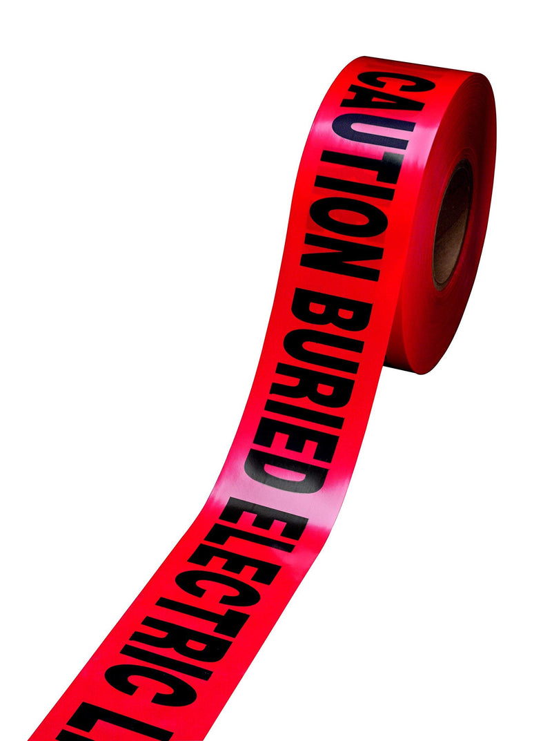  [AUSTRALIA] - 3M Scotch Buried Barricade Tape 303, with "CAUTION BURIED ELECTRIC LINE BELOW" text, 3 in x 300 ft, Red, Warning Tape, Pack of 1 Roll