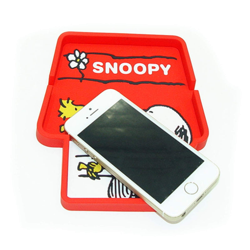  [AUSTRALIA] - FINEX One Piece Snoopy and Woodstocks House Shape Car Dashboard Multi-use Anti-Slip Mat for Cell Phone Stand Sunglasses Keys Coins Pen Parking Ticket Small Gadgets Red (1 Piece Snoopy Silicone Mat)