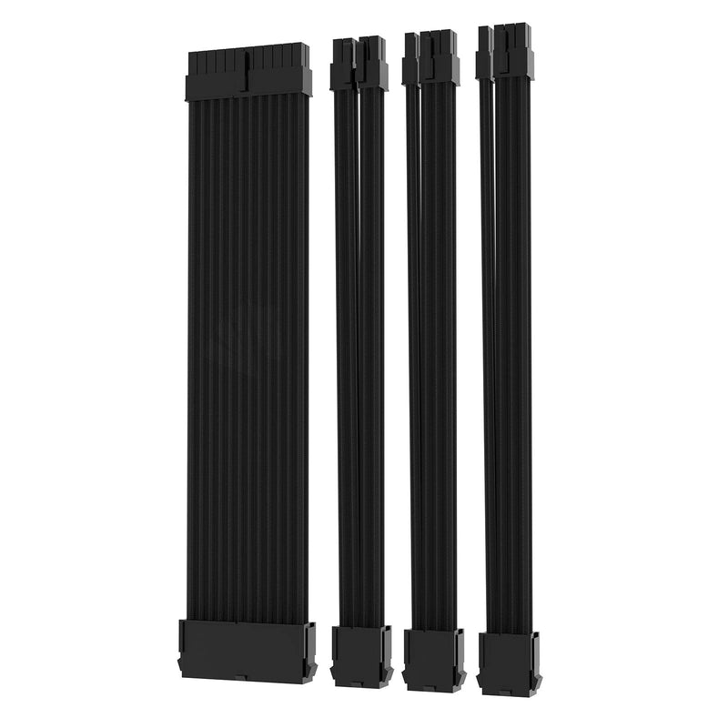  [AUSTRALIA] - ASIAHORSE 18AWG Power Supply Sleeved Cable /24pin ATX /4+4pin EPS /2 x 6+2pin PCI-E PSU Extension Cable Kit 30cm Length with Two Color Combs, Black(11.8inch/30cm) 4 packs