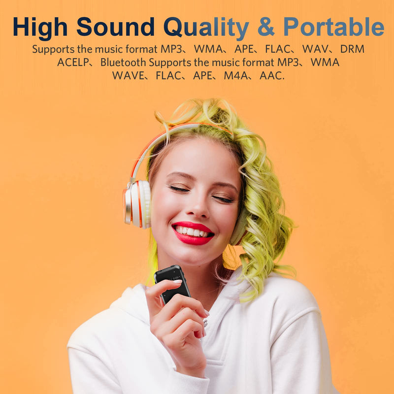  [AUSTRALIA] - 32GB Mp3 Player with Bluetooth, Portable Music Player Built-in Micro SD Card Slot and HD Speaker Support FM Radio Voice Record Video Ebook Alarm Full-Touch Screen Mp3 Mp4 Player for Running