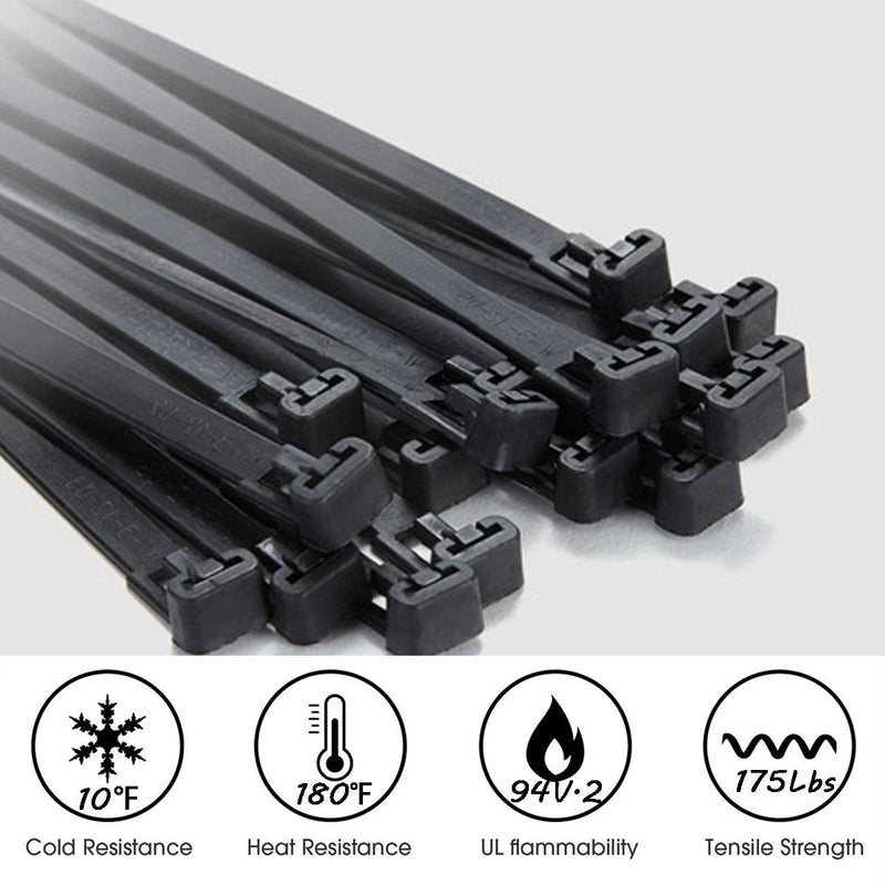  [AUSTRALIA] - Honyear 24 Inch Cable Zip Ties Heavy Duty (with Wire Cable Cutters), Strong Large Black Zip Ties with 175 Pounds Tensile Strength, 50 Pack, Long Durable Nylon Black tie Wraps, Outdoor UV Resistant 24 inch 50pack