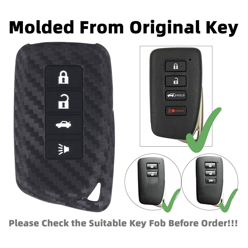 iSaddle for Lexus Fob Cover - Carbon Fiber Pattern Car Key Fob Protector for Lexus ES350 ES300H ES250 GS250 GS350 GS450H RX350 UX200 NX300 IS200 IS300 GX460 LX570 Antitheft Keyless Entry/w Keychain For Lexus 4 Keys - LeoForward Australia