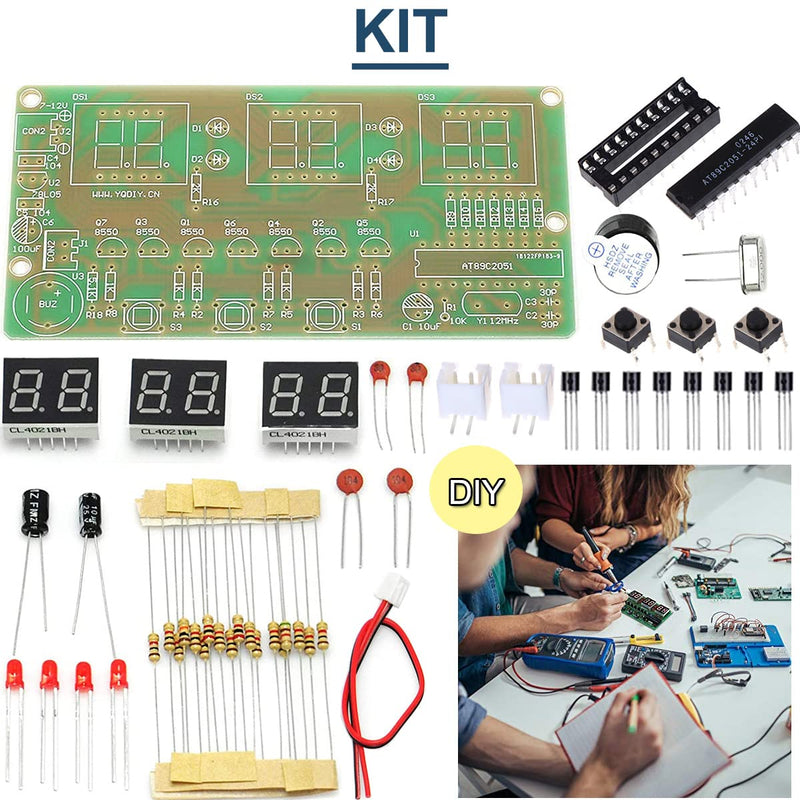  [AUSTRALIA] - DAOKAI Digital Clock DIY Electronics Kit 6Bits LED Digital Tube Display Circuit Board Soldering Practice Kit Electronics for DIY Soldering Student STEM Project, with 9V Battery Clip