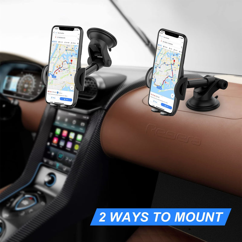  [AUSTRALIA] - Tewiky Updated Hands-Free Car Phone Mount, Car Phone Holder with Powerful Suction Cup for Car Dashboard and Windshield, Compatible with All Cell Phones A