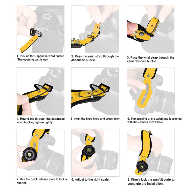  [AUSTRALIA] - LENSGO VDS6 Professional Camera Hand Grip Strap with Metal Plate Yellow