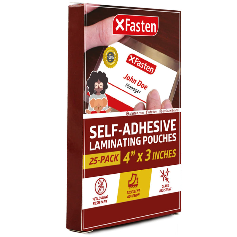  [AUSTRALIA] - XFasten Self-Sealing Laminating Pouches Business Card Size, 9.5 Mil and Hard Self Laminating Business Cards Pouch (Pack of 25) Pack of 25