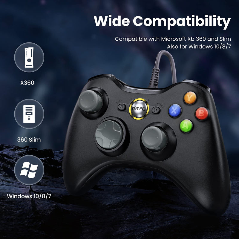  [AUSTRALIA] - VOYEE PC Controller, Wired Controller Compatible with Microsoft Xbox 360 & Slim/PC Windows 10/8/7, with Upgraded Joystick, Double Shock | Enhanced (Gray)