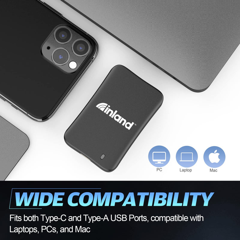  [AUSTRALIA] - INLAND Platinum 500GB External SSD USB3.2 Type-C, Read/Write Speed up to 1100MB/s and 700MB/s, Portable Solid State Drive with Type-C to C & Type-C to A Cable for PC/Laptop/Windows/Mac OS/ PS4/ PS5