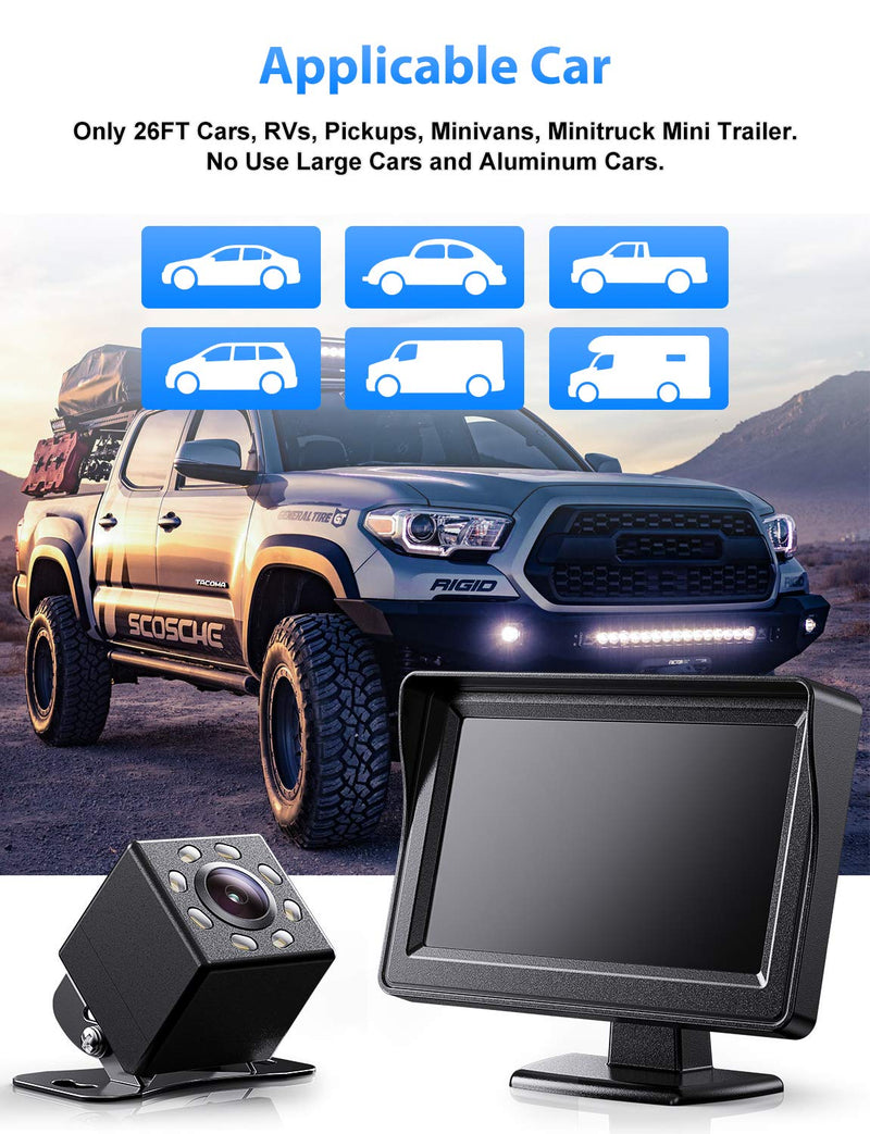  [AUSTRALIA] - Nuoenx Car Backup Camera with Monitor Kit, IP69K Waterproof Rear View Reverse Camera System for Cars, Trucks, Vans, Campers, Wired Backup Camera with Parking Guide Lines - 4.3 Inch Monitor