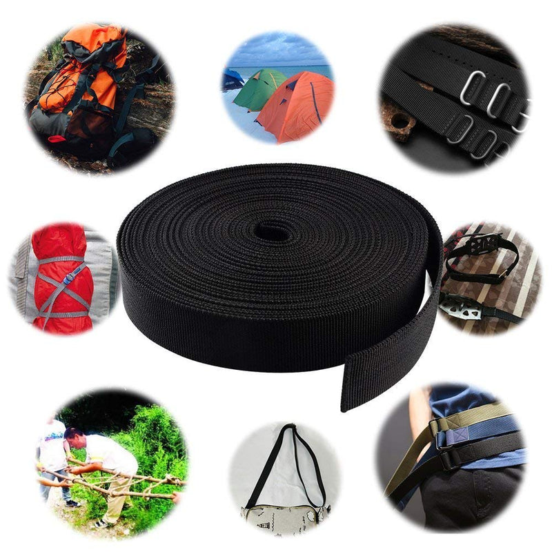  [AUSTRALIA] - Flat Nylon Webbing Strap, 1 Roll 10 Yards 1.5 Inch Wide Polypropylene Heavy Straps for Bags, Canoe Seat, Slings, Outdoor Climbing and DIY Making Luggage Strap, Pet Collar, Backpack Repairing (Black) 1.5'' wide