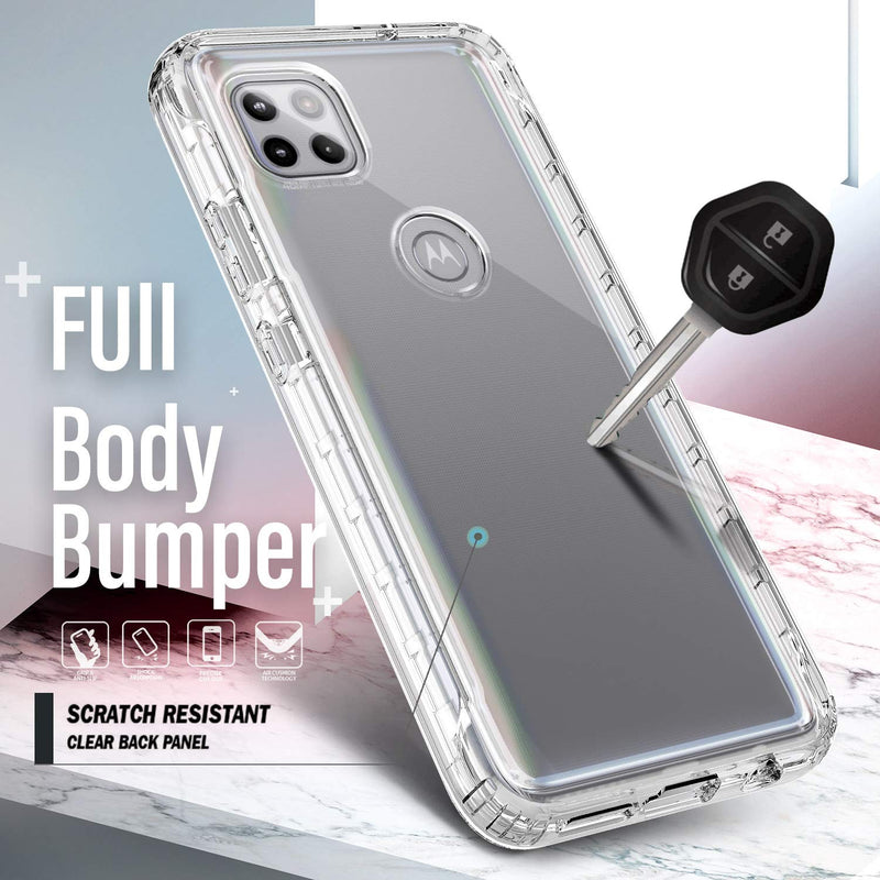  [AUSTRALIA] - NZND Motorola One 5G Ace Case, Motorola Moto G 5G Case with [Built-in Screen Protector], Full-Body Protective Shockproof Rugged Bumper Cover, Impact Resist Durable Phone Case (Clear) Clear