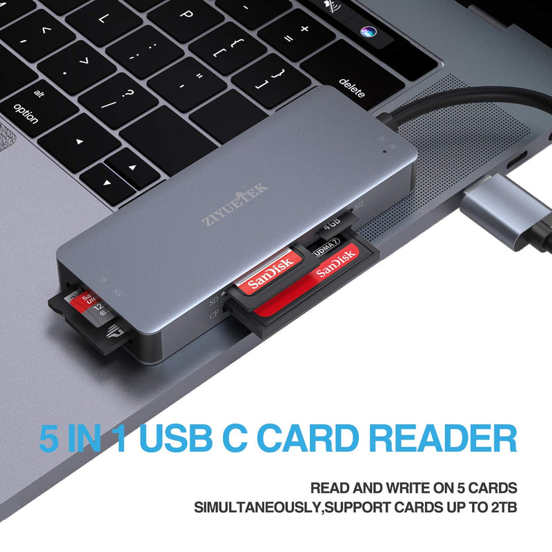 CF Card Reader,USB 3.0 to Compact Flash Memory Card Reader Adapter 5Gbps Read 5 Cards Simultaneously for SDXC, SDHC, SD, Micro SDXC, Micro SD, Micro SDHC, M2, MS, CF and UHS-I Card (Grey) USB-3.0 - LeoForward Australia