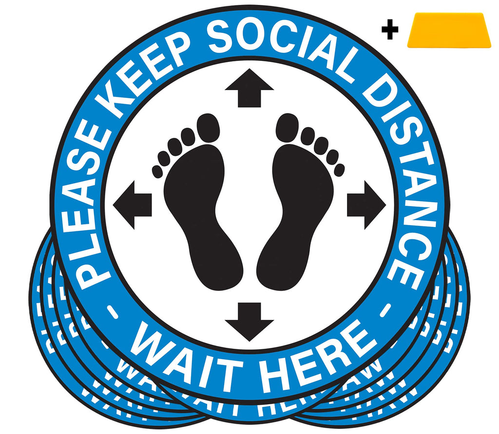  [AUSTRALIA] - Social Distance Floor Stickers - 20PCS -10" Round Vinyl Removable Stickers Safety Floor Decals - Please Keep 6 Feet Apart Sticker - Waterproof Adhesive Anti-Slip Easy to Clean - with Free Scraper