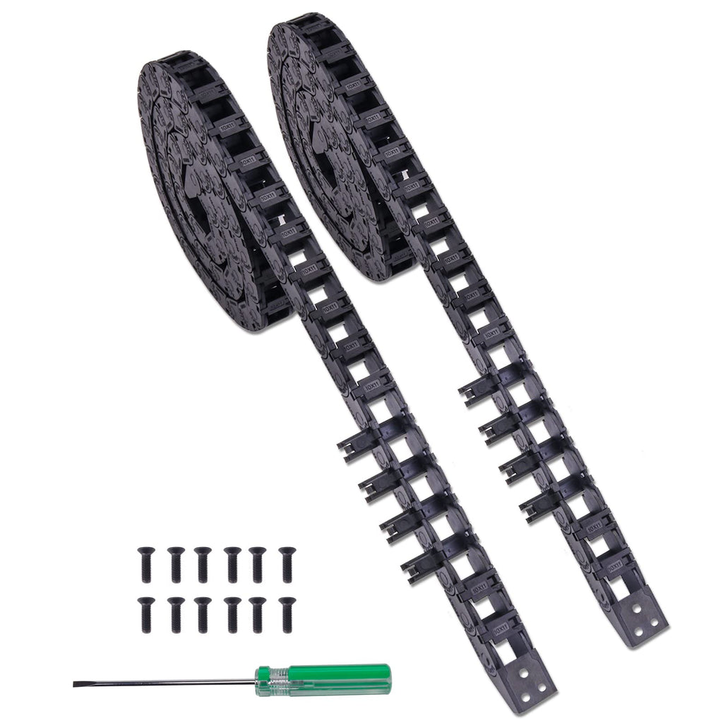  [AUSTRALIA] - 2PCs Drag Chain, 10 x 11 mm Plastic Flexible Semi-Enclosed Cable Carrier, Wire Carrier Cable with End Connectors, Screwdriver, Screws for 3D Printers, CNC Engraver, Milling Machine