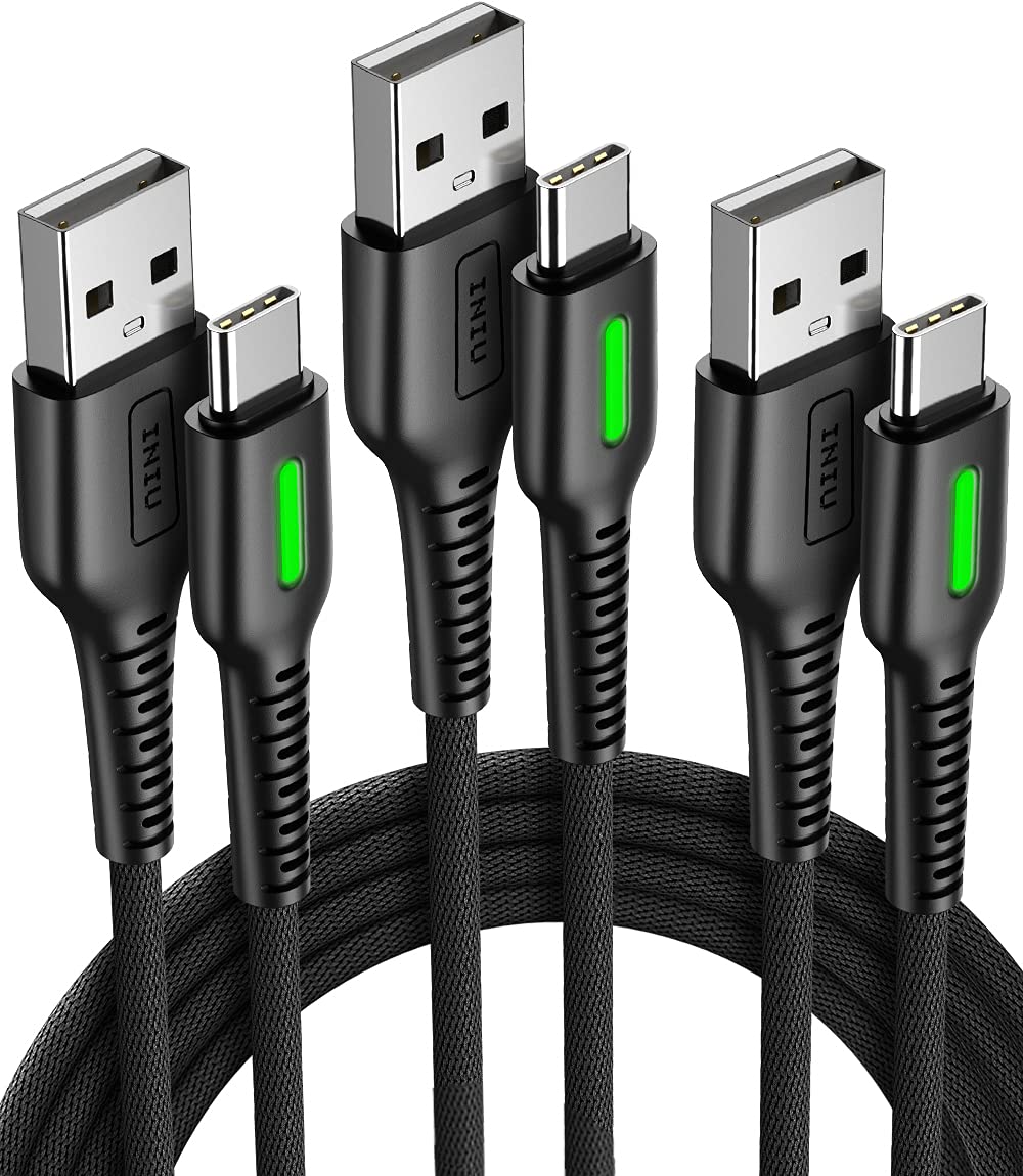  [AUSTRALIA] - USB C Cable, INIU [3 Pack 3.1A] QC 3.0 Type C Charger Fast Charging Cable, Nylon Braided (1.6+3.3+10ft) USB A to USB-C Phone Charger Cord for Samsung Galaxy S21 S20 S10 Plus Note 20 10 LG Google Pixel