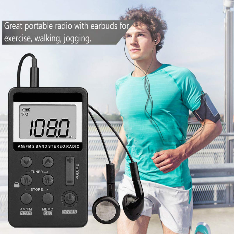  [AUSTRALIA] - Personal AM/FM Pocket Radio Portable VR-robot, Mini Digital Tuning Walkman Radio, with Rechargeable Battery, Earphone, Lock Screen for Walk/Jogging/Gym/Camping Electronics