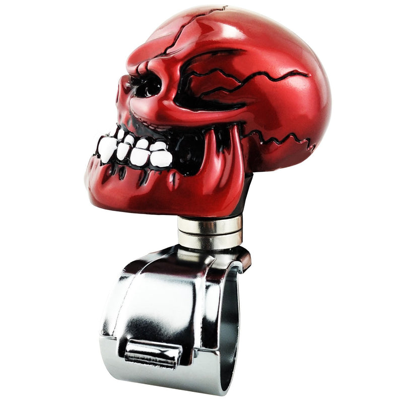  [AUSTRALIA] - Lunsom Skull Shape Steering Wheel Spinner Resin Driving Power Handle Control Grip Booster Suicide Knob Car Turning Aid Helper Fit Universal Vehicle (Red) Red