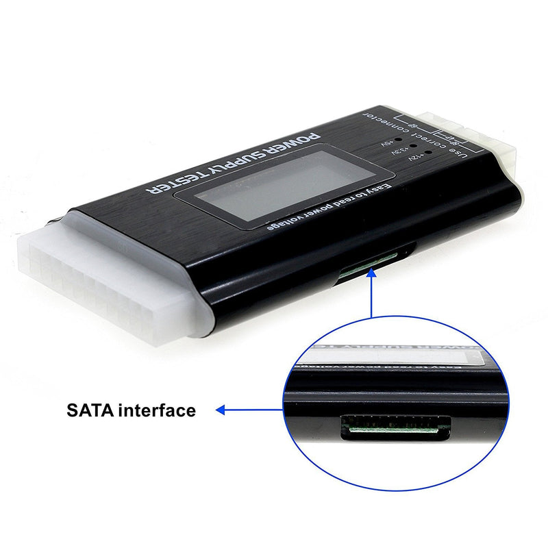  [AUSTRALIA] - Optimal Shop 20+4 Pin LCD Computer Power Supply Tester for SATA IDE HDD ATX ITX BYI Connectors-Black