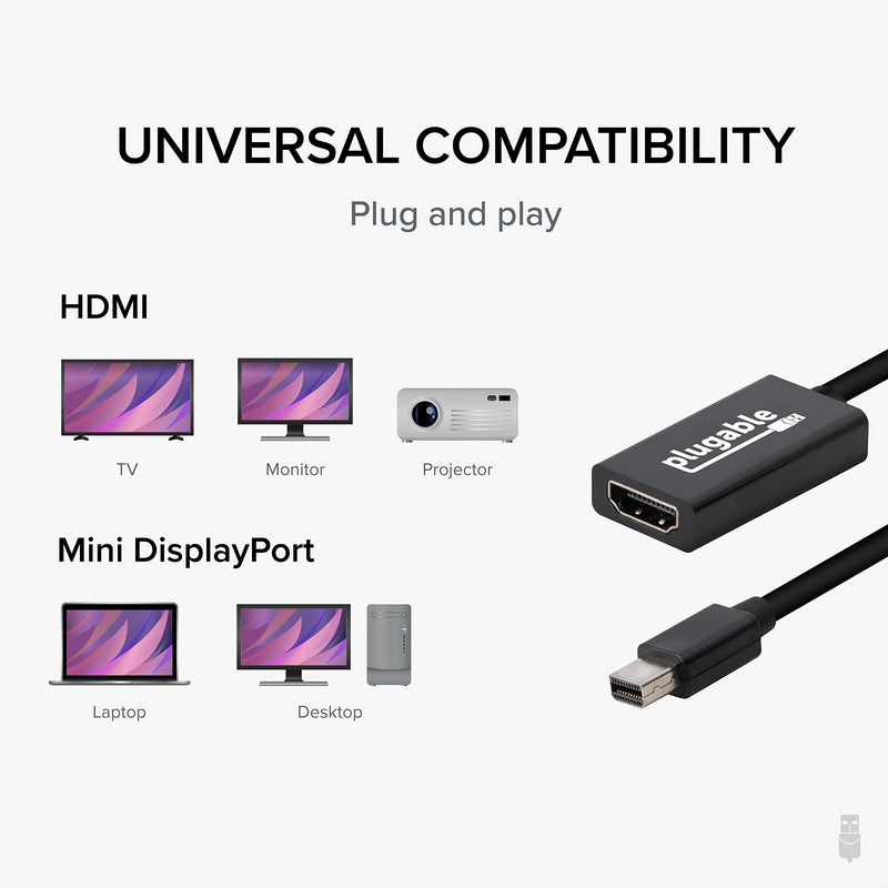  [AUSTRALIA] - Plugable Mini DisplayPort / Thunderbolt 2 to HDMI 2.0 Adapter for Older Macs and Surface PCs with MDP Ports