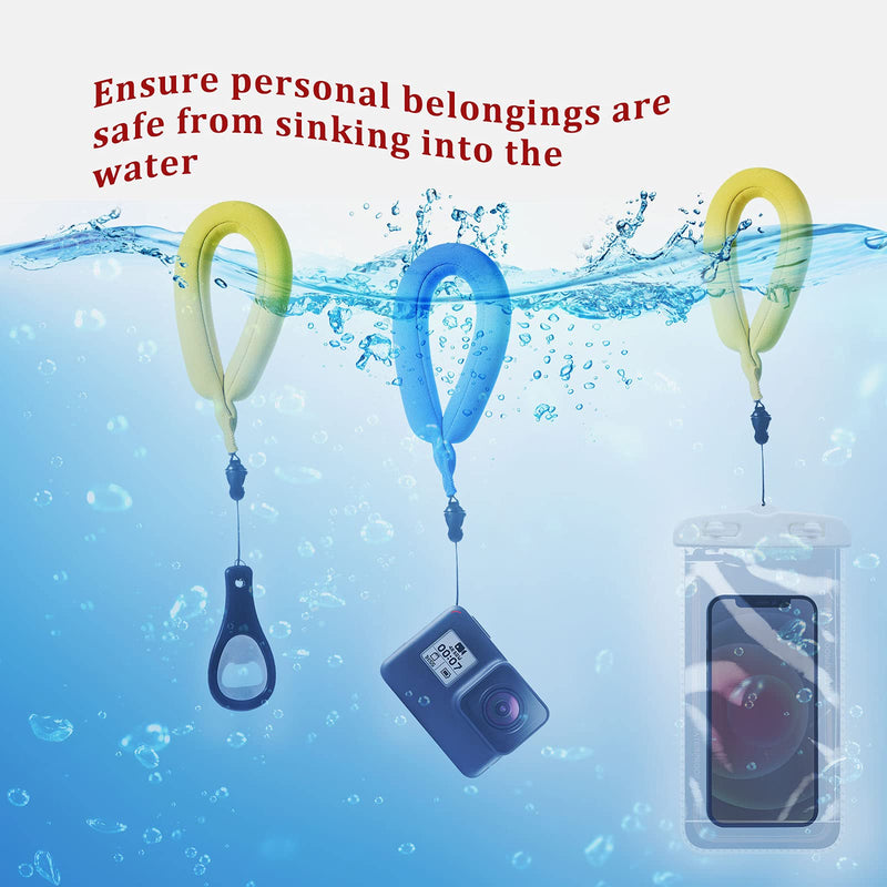  [AUSTRALIA] - 6 Pieces Waterproof Camera Float Phone Floating Wrist Strap Underwater Camera and Waterproof Phone Pouch Case for Key Waterproof Bag Wristband Floats Your Device (Red, Blue, Orange, Yellow)