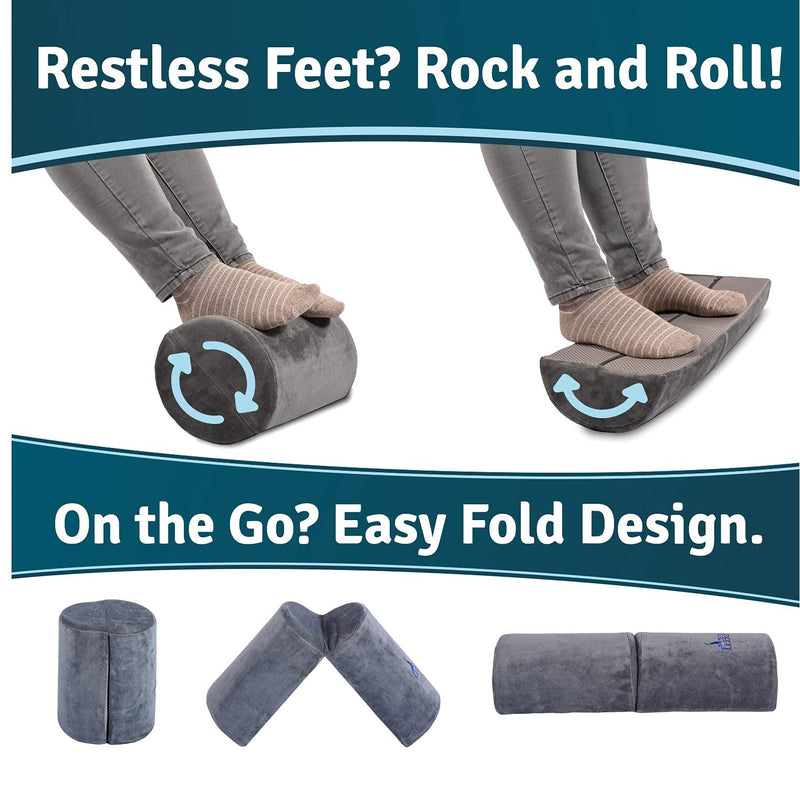 Folding Foot Rest - Therapeutic Grade Memory Foam Cushion Footrest Stool for Travel, Under Desk, Office, Home - Elevates. Boosts, and Keeps Sore Feet Warm - LeoForward Australia