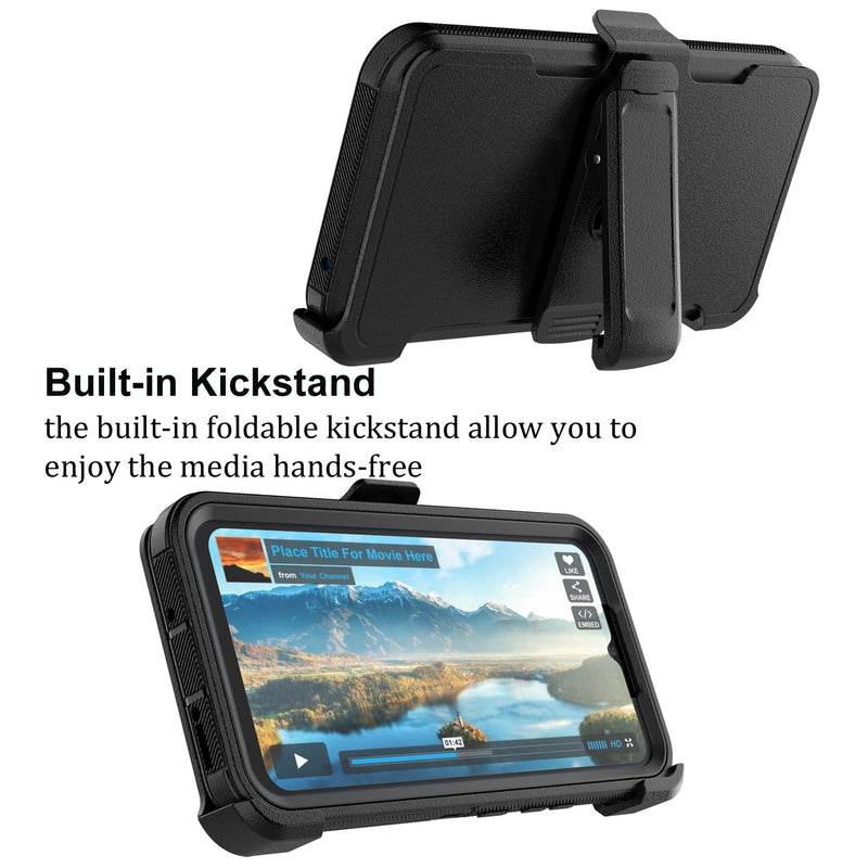  [AUSTRALIA] - Takfox Galaxy A54 5G Case, for Samsung A54 5G Belt Clip Holster Phone Case with [Built-in Screen Protector] Kickstand Protective Rugged Heavy Duty Shockproof Dustproof Durable Cover-Black/Black Black/Black