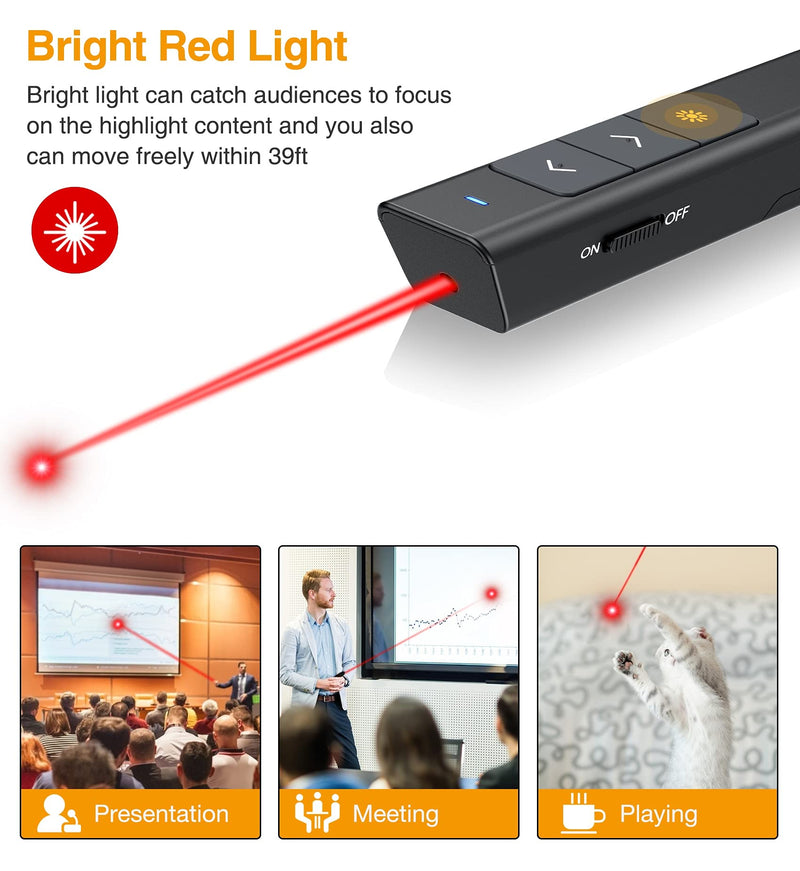  [AUSTRALIA] - ELISWEEN Presentation Clicker with Laser Pointer for Presentations, 2.4GHz Powerpoint Clicker for Powerpoint Presentation Remote, Wireless Presenter Remote for Mac, Laptop, Cat Toy