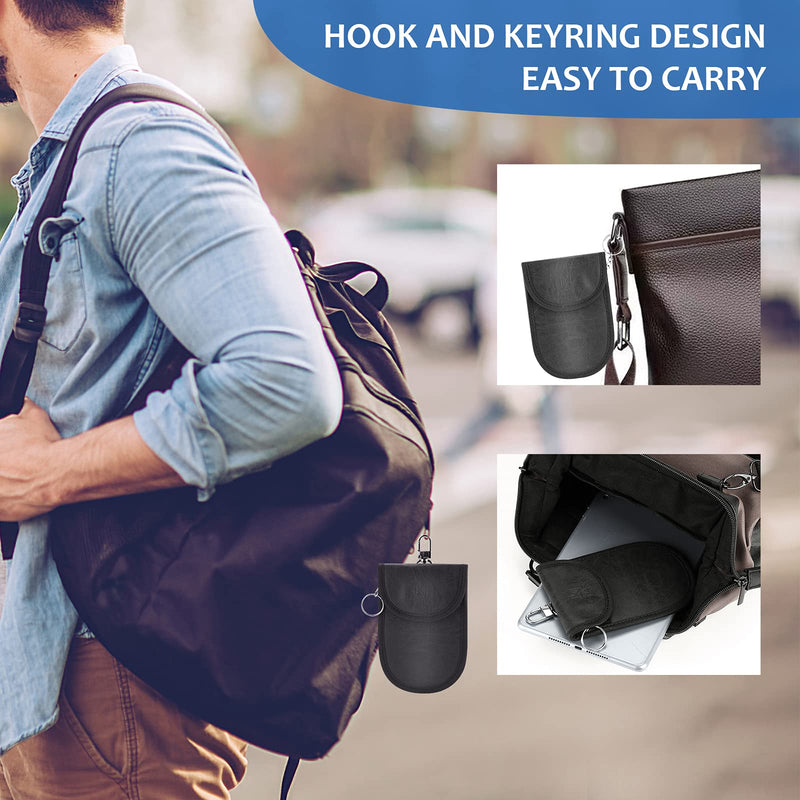  [AUSTRALIA] - KENARK KK5-BK Faraday Key Fob Protector Bag, Signal Shielding Bag, Anti-Theft Car Key Bag, RFID Blocking Bag (Black) Black