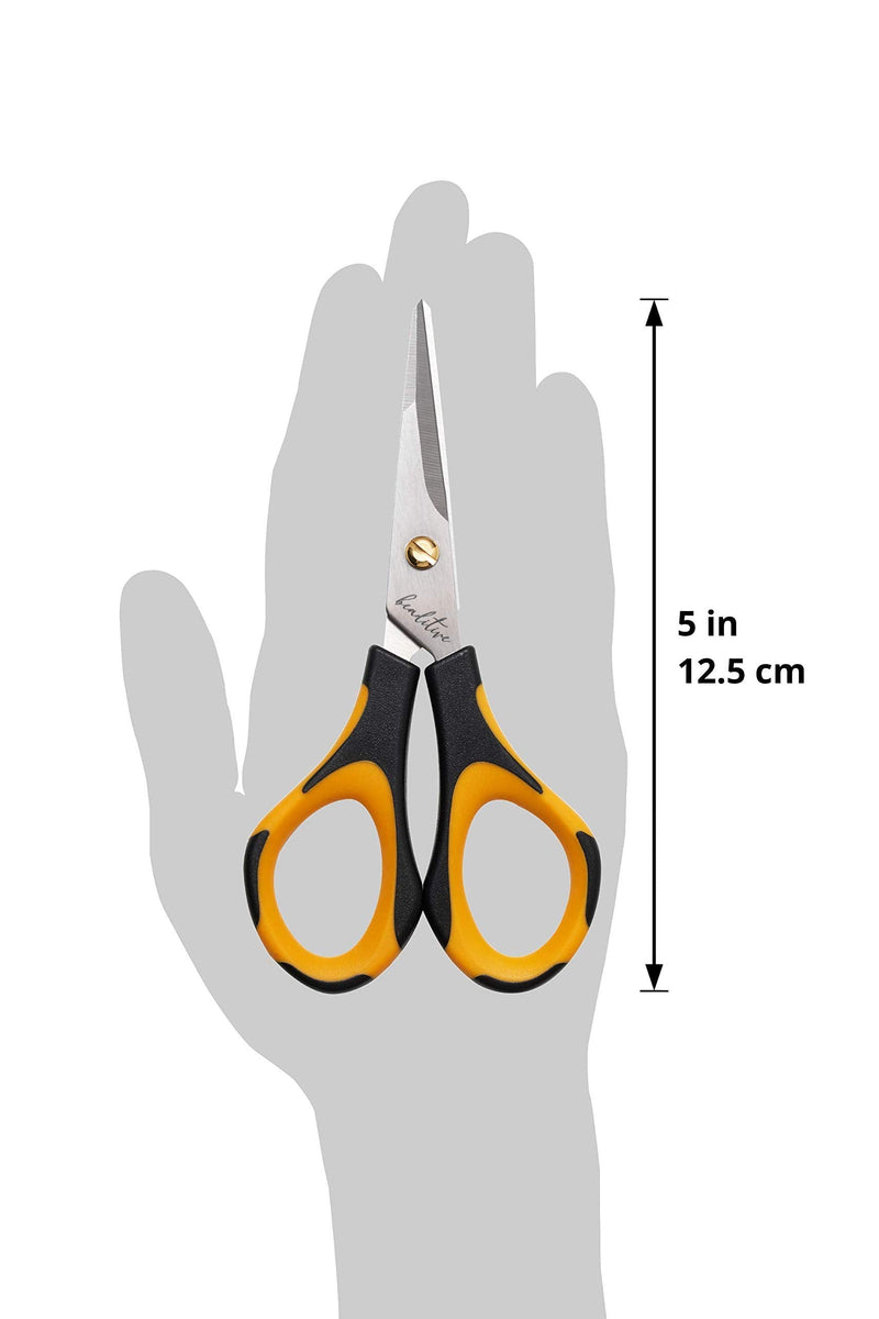  [AUSTRALIA] - Beaditive Precision Craft Scissors - Stainless Steel Paper Crafting Scissors With Safety Cap - Ultra Sharp Blades & Non-Slip TPR Handles - Adult & Kid Scrapbooking Scissors For Home, Office, School