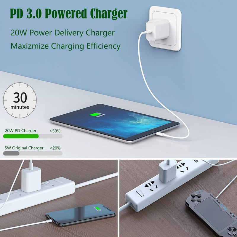  [AUSTRALIA] - iPhone Charger [Apple MFI Certified] Apple Block USB C Fast Wall Plug with 3ft USB C to Lightning Cable for iPhone13/14/14 plus/12/pro/pro max/11/Air pods pro/iPad air 3/min4 (White) 1