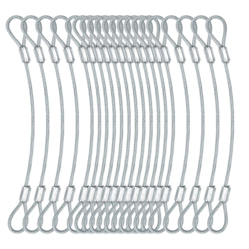  [AUSTRALIA] - Bytiyar 15 pcs 8 inch(20cm) 3mm Thickness Stainless Steel Wire Cable with Loops Vinyl Cover Coated Short Rope Lanyard Lock Safety Tether Chains,Clear 8in/20cm Clear_15Pcs