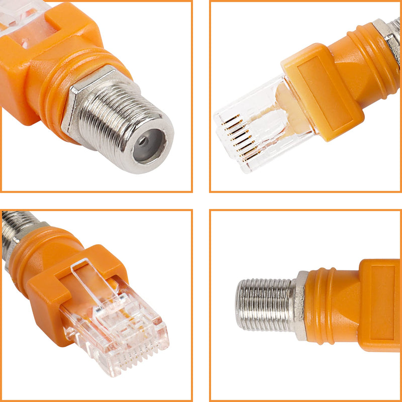  [AUSTRALIA] - MEIRIYFA RF to RJ45 Converter, Coaxial to Ethernet Adapter F Female to RJ45 Male Barrel Coax Couplers Straight Connector for Line Tester (4PCS)