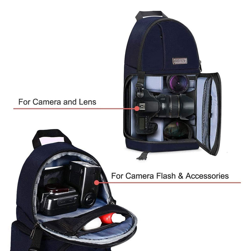  [AUSTRALIA] - MOSISO Camera Sling Bag, DSLR/SLR/Mirrorless Camera Case Shockproof Photography Camera Backpack with Tripod Holder & Removable Modular Inserts Compatible with Canon/Nikon/Sony/Fuji, Navy Blue