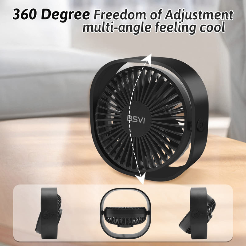  [AUSTRALIA] - BSVI Small Desk Fan,Portable Personal Desktop Mini Fan 3 Speeds Cooling Table Fan Powered by USB for Home Office Bedroom Indoor Car Outdoor Travel Black