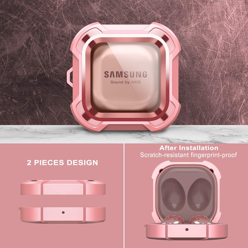  [AUSTRALIA] - Dexnor Compatible with Samsung Galaxy Buds 2 Pro Case(2022)/Galaxy Buds 2 Case(2021)/ Galaxy Buds Live Case(2020)/ Galaxy Buds Pro Case(2021) Clear Hard PC & Silicone 360 Full Body Case- Pink