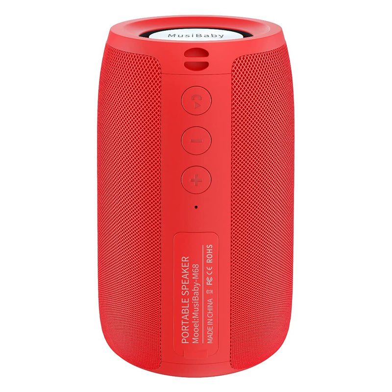  [AUSTRALIA] - Bluetooth Speakers,MusiBaby Bluetooth Speaker,Outdoor, Portable,Waterproof,Wireless Speaker,Dual Pairing, Bluetooth 5.0,Loud Stereo,Booming Bass,1500 Mins Playtime for Party Speaker,Gifts(Pure Red) Pure red