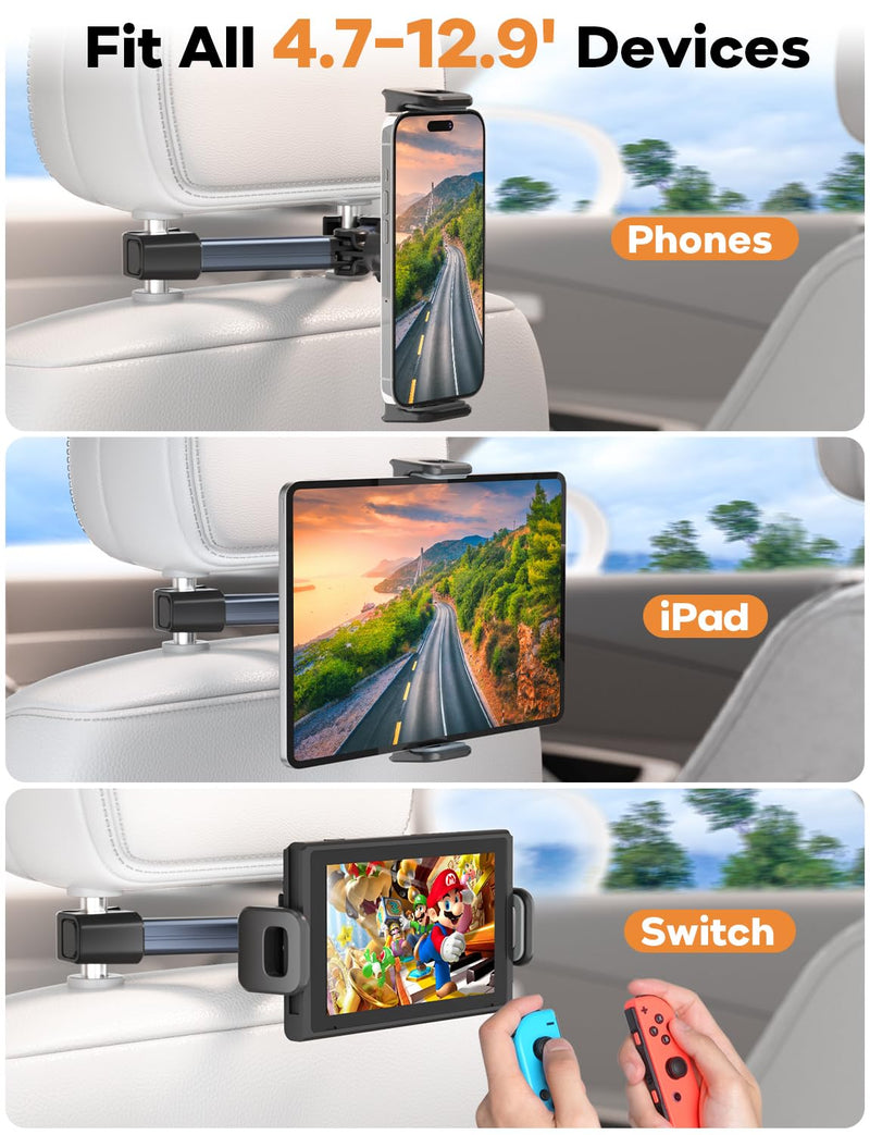  [AUSTRALIA] - Tablet Holder for Car Headrest Mount - Headrest Tablet Holder Backseat Travel Accessories Car Must Haves Headrest iPad Stand for Kids Adults Universal to All 4.7-12.9" Devices
