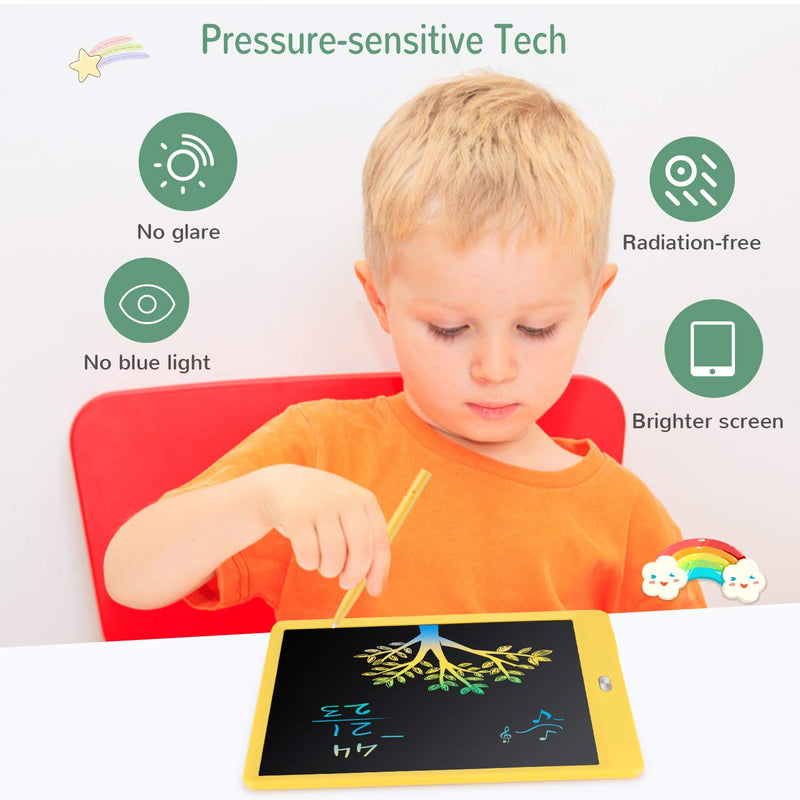  [AUSTRALIA] - TEKFUN LCD Writing Tablet Doodle Board, 10inch Colorful Drawing Tablet Writing Pad, Girls Gifts Toys for 3 4 5 6 7 Year Old Girls Boys (Yellow) Yellow 10in