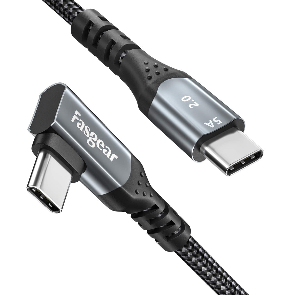  [AUSTRALIA] - Fasgear USB C to USB C Cable 3ft/1m, 100W 5A PD QC Fast Charging Braided Type C Cord with E-Marker Compatible with M1 MacBook Pro,iPad Pro/Air 4/Mini 6,Galaxy S22/ Note 21,Switch, Dell,HP (Black) 3ft(1m) Black