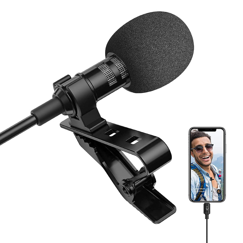 Microphone Professional for iPhone Lavalier Lapel Omnidirectional Condenser Mic Phone Audio Video Recording Easy Clip-on Lavalier Mic for YouTube, Interview, Conference for iPhone/iPad/iPod (6.6ft) - LeoForward Australia