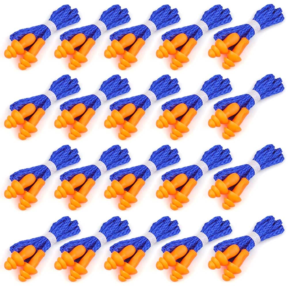  [AUSTRALIA] - 50 Pairs Ear Plugs for Sleeping, Hearing Protection Reusable Silicone Ear Plugs Noise Reduction, Individually Wrapped Earplugs for Shooting, Concerts, Swimming Orange&blue 50 Pair (Pack of 1)