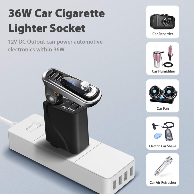  [AUSTRALIA] - RoyPow 36W USB C Charger with Car Cigarette Lighter Socket, 3-Ports Wall Charger 18W PD3.0 Travel Plug 110V/120V to 12V/3A AC to DC Converter Power Adapter for iPhone, Galaxy, Pixel, iPad