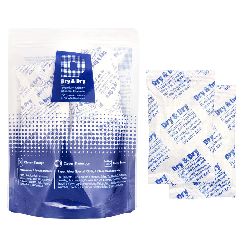  [AUSTRALIA] - Dry & Dry 30 Gram [10 Packets] Premium Silica Gel Packets Desiccant Packs Dehumidifier - Rechargeable Fabric Silica Packets, Moisture Absorbers, Silica Gel 10 Pack