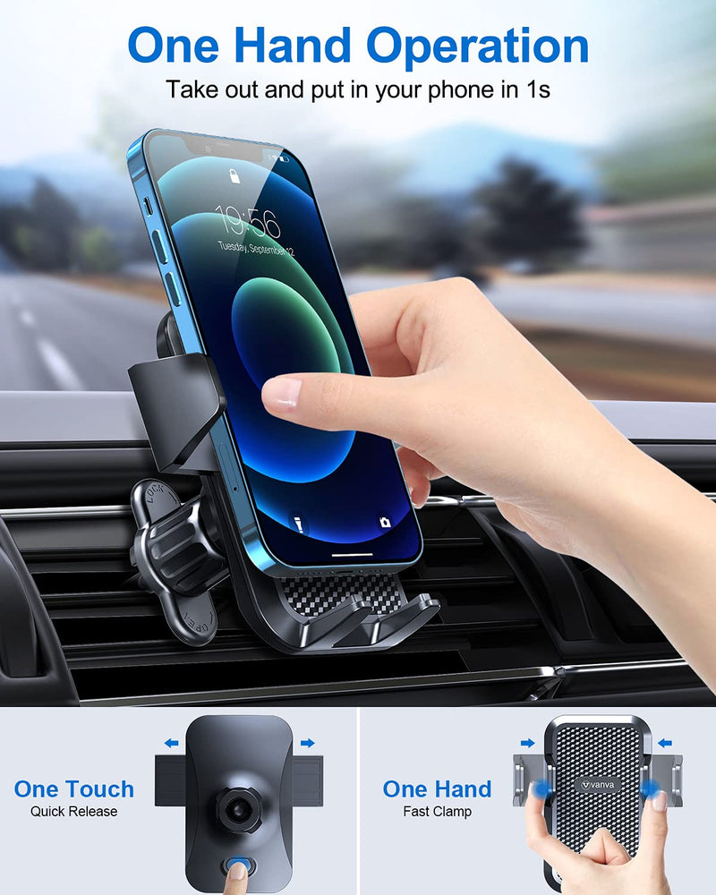  [AUSTRALIA] - vanva 【Military-Grade Universal Air Vent Car Mount, 【 Big Phones & Thick Case Friendly 】 Cell Phone Holder for Car Hands Free Clamp Cradle Vehicle Compatible with All Apple iPhone