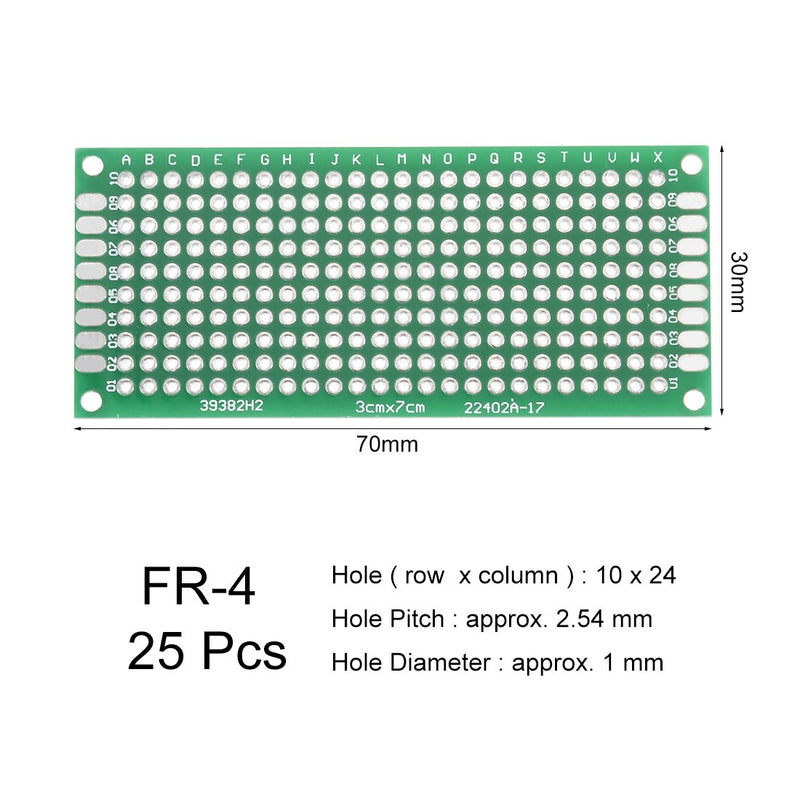  [AUSTRALIA] - uxcell 3x7cm Double Sided Universal Printed Circuit Board for DIY Soldering 25pcs