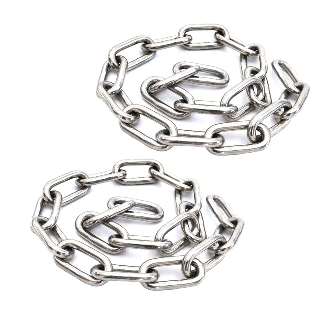  [AUSTRALIA] - 2 pcs Stainless Steel Safety Chains 20in (L) x 0.12in (T) Long Link Chain Rings Light Duty Coil Chain for Hanging Pulling Towing